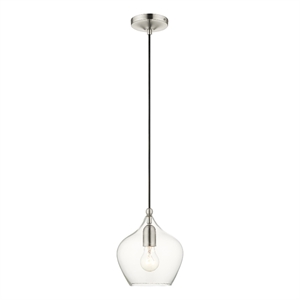 Beaumont Lane 1-Light Metal & Glass Single Pendant in Brushed Nickel