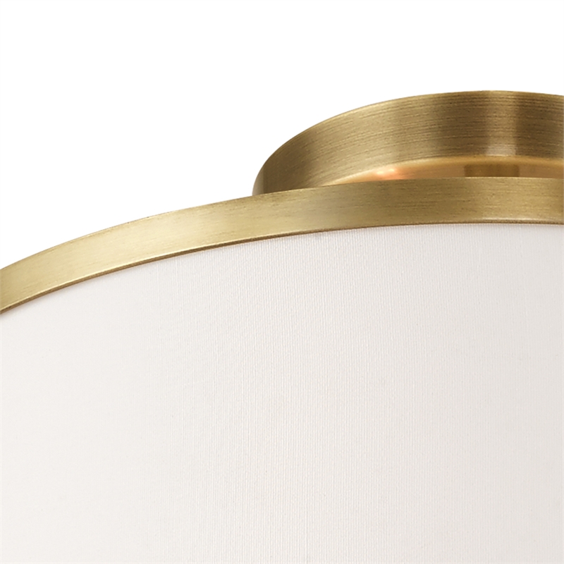 Beaumont Lane Modern 2-Light Metal & Fabric Ceiling Mount in Antique Brass