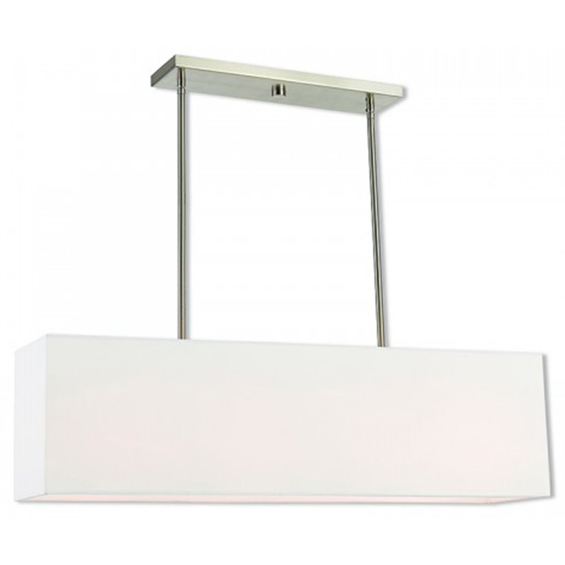 Beaumont Lane Contemporary 4 Light Linear Chandelier in Brushed Nickel