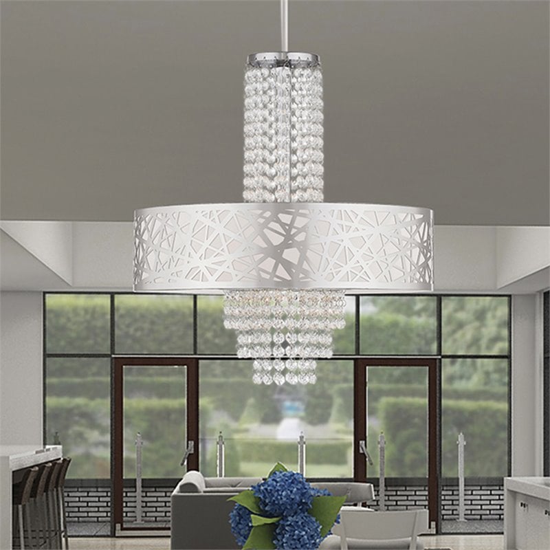 Beaumont Lane Contemporary 4 Light Pendant Light in Polished Chrome