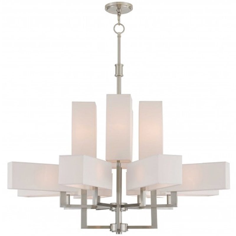Beaumont Lane Contemporary 12 Light Foyer Chandelier in Brushed Nickel