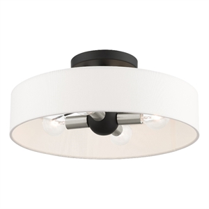 Beaumont Lane Modern 14&quot 4-Light Metal/Fabric Semi Flush Mount in Black
