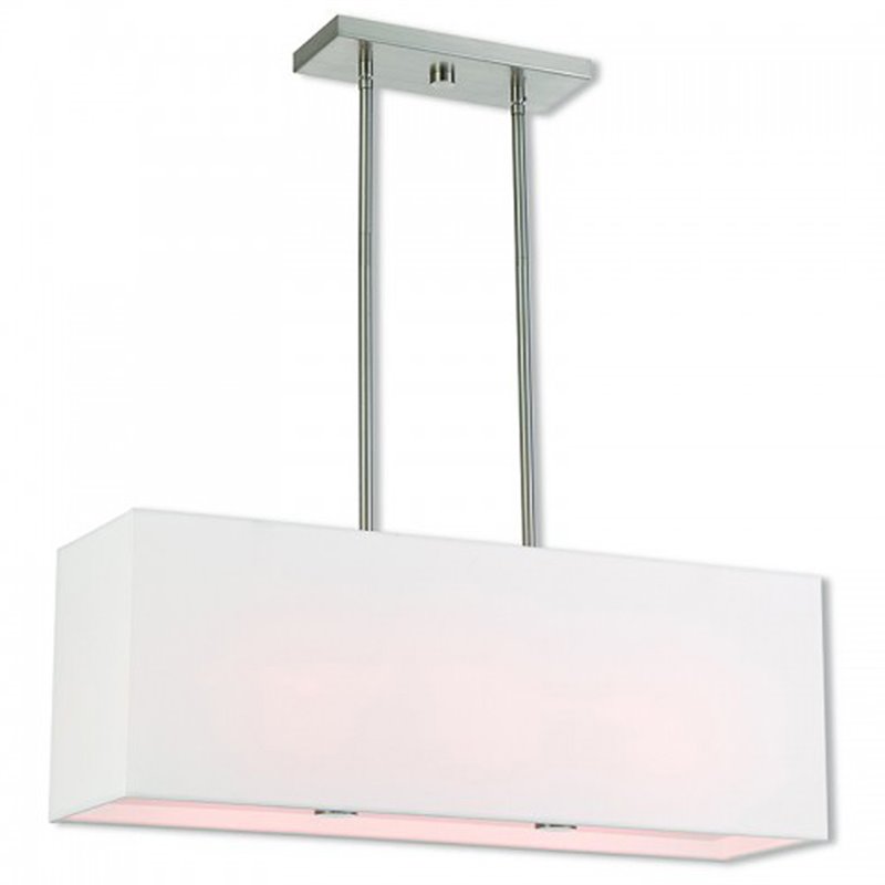 Beaumont Lane Contemporary 3 Light Linear Chandelier in Brushed Nickel