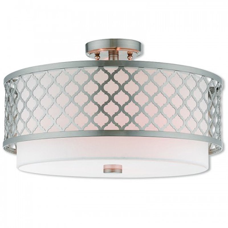 Beaumont Lane Contemporary 3 Light Semi Flush Mount in Brushed Nickel