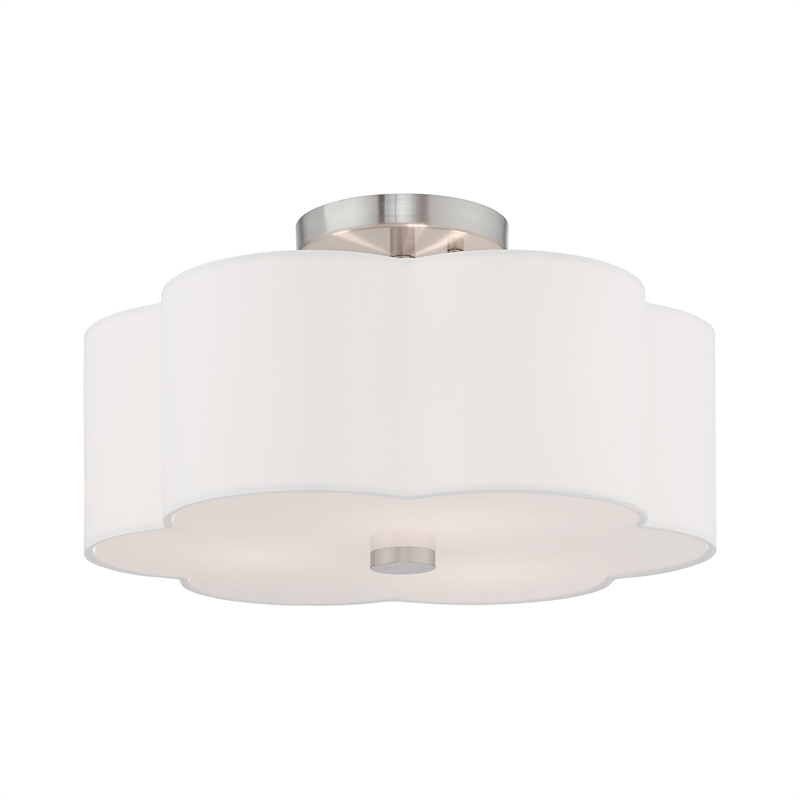 Beaumont Lane 3-Light Metal & Fabric Ceiling Mount in Brushed Nickel
