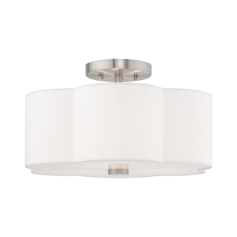 Beaumont Lane 3-Light Metal & Fabric Ceiling Mount in Brushed Nickel
