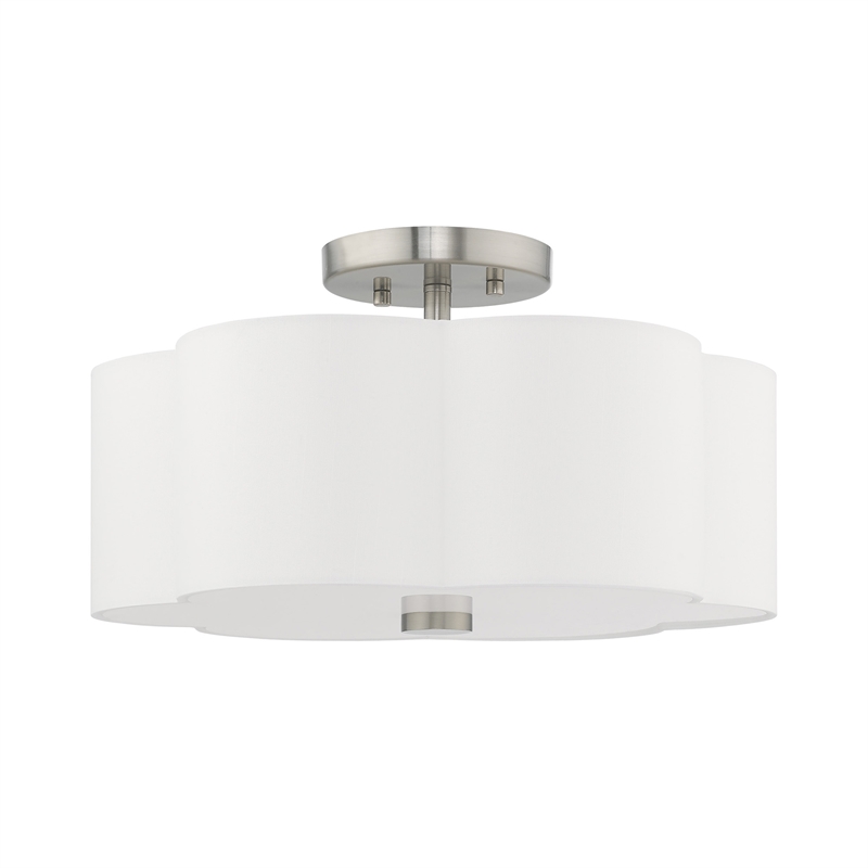 Beaumont Lane 3-Light Metal & Fabric Ceiling Mount in Brushed Nickel