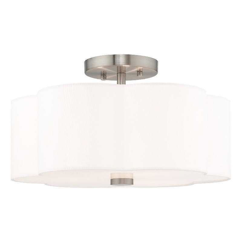 Beaumont Lane 3-Light Metal & Fabric Ceiling Mount in Brushed Nickel