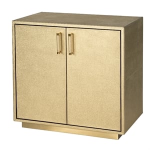 Beaumont Lane Modern 32&quot W Leather 2 Door Accent Cabinet in Gold