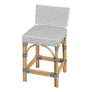Beaumont Lane Coastal 24.5&quotH Outdoor Counter Stool in Black and White