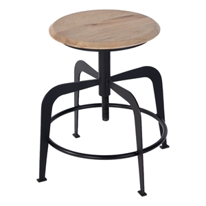 Beaumont Lane Transitional 20-27&quot Adjustable Height Iron Bar Stool in Black