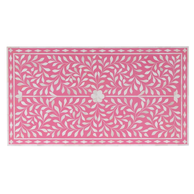 Beaumont Lane Wood Transitional Pink Bone Inlay Accent Chest