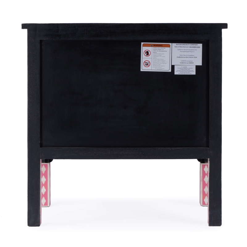 Beaumont Lane Wood Transitional Pink Bone Inlay Accent Chest