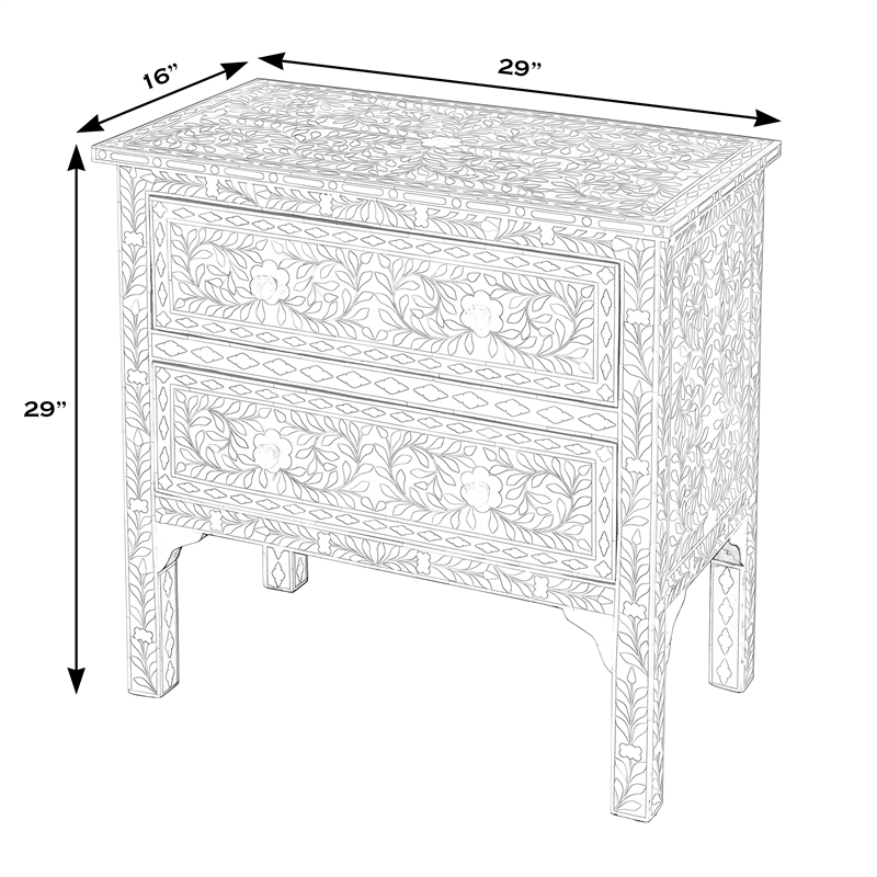Beaumont Lane Wood Transitional Pink Bone Inlay Accent Chest