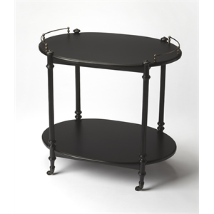 Beaumont Lane Wood Traditional 2 Tier Bar Cart - Black Licorice