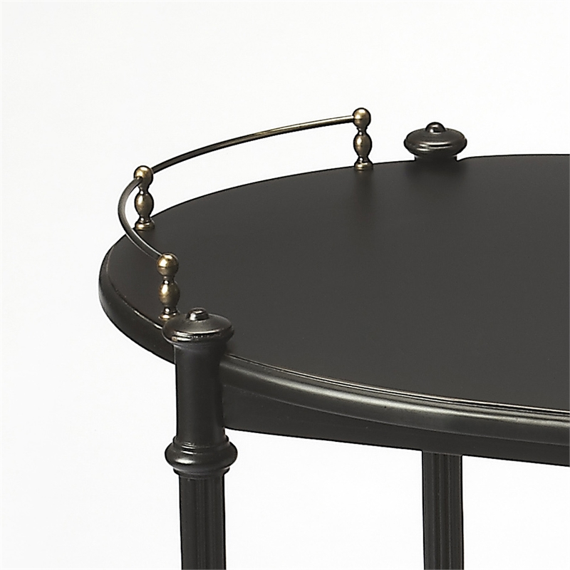 Beaumont Lane Wood Traditional 2 Tier Bar Cart - Black Licorice