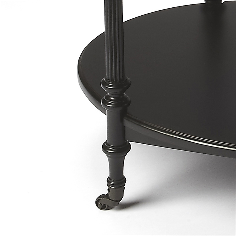 Beaumont Lane Wood Traditional 2 Tier Bar Cart - Black Licorice