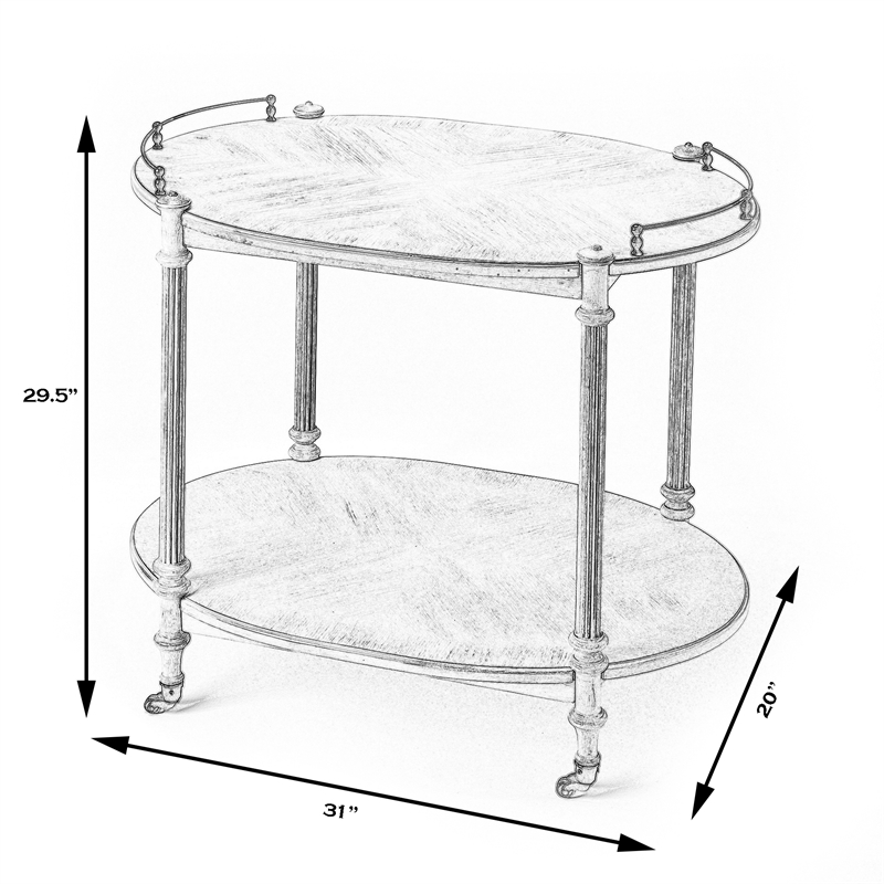 Beaumont Lane Wood Traditional 2 Tier Bar Cart - Black Licorice