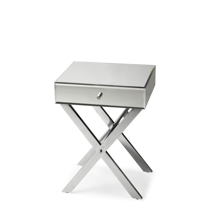 Beaumont Lane Contemporary Stainless Steel Mirrored Side Table