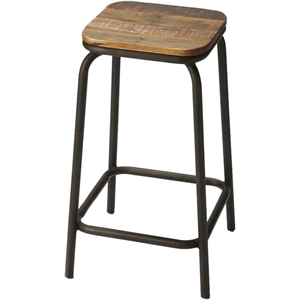 Beaumont Lane Modern Iron And Wood Square 25&quot Bar Stool - Natural