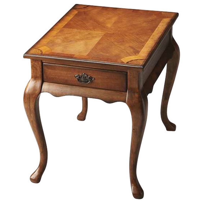 Beaumont Lane Modern Wood Traditional Olive Ash Burl End Table
