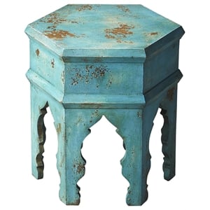 Beaumont Lane Modern Transitional Solid Wood Bunching Table in Blue
