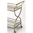 Beaumont Lane Contemporary Glass Bar Cart in Antique Gold Finish
