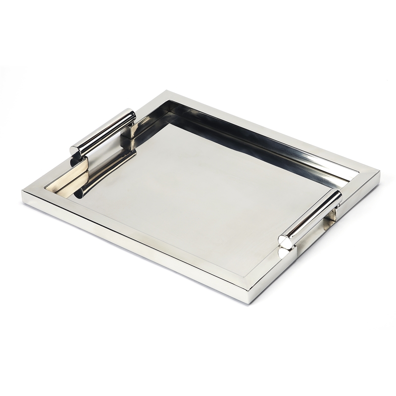 Beaumont Lane Modern Stainless Steel Rectangular Serving Tray