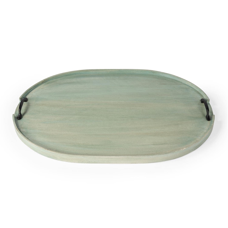 Beaumont Lane Modern Transitional Solid Wood Serving Tray in Green