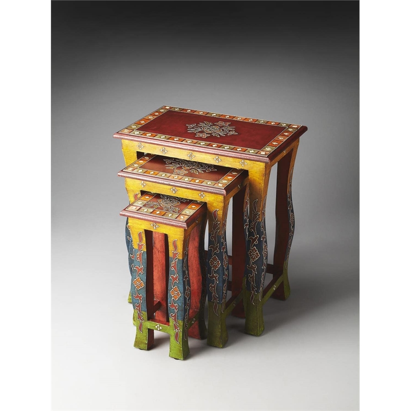 Beaumont Lane Modern Wood Transitional Hand Painted Nesting Tables
