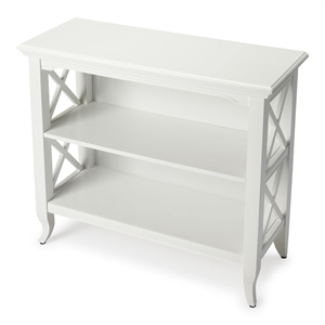 Beaumont Lane Modern Wood Transitional Glossy White Low Bookcase