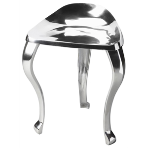 Beaumont Lane Modern Transitional Tripod Metal Stool in Silver