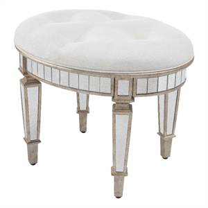 Beaumont Lane Traditional Mirrored Vanity 24&quotW Stool - Silver