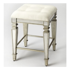 Beaumont Lane Contemporary Mirrored Counter Stool in Silver Finish