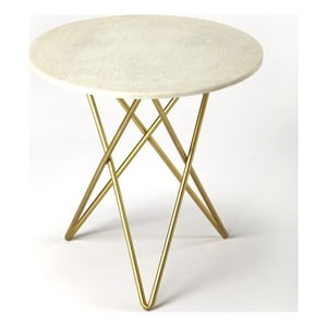 Beaumont Lane Contemporary White Marble Bunching Table in White