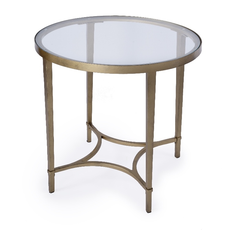 Beaumont Lane Contemporary Glass And Metal Side Table - Gold