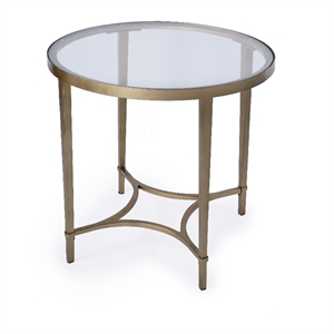 Beaumont Lane Contemporary Glass And Metal Side Table - Gold