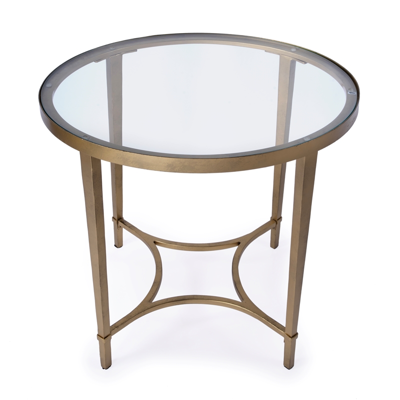 Beaumont Lane Contemporary Glass And Metal Side Table - Gold