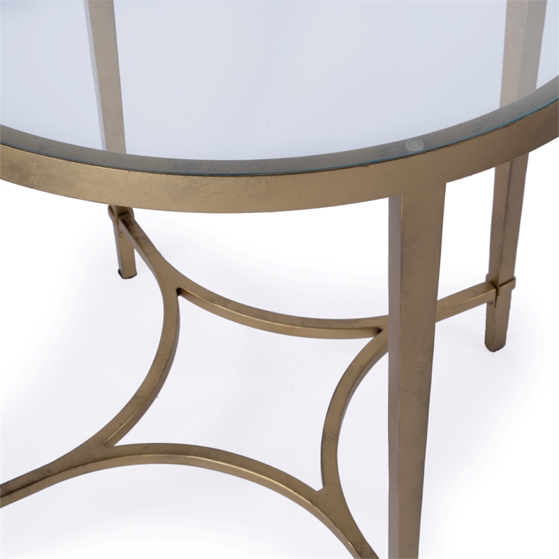 Beaumont Lane Contemporary Glass And Metal Side Table - Gold
