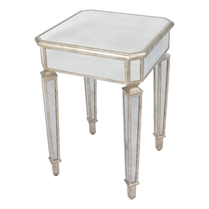 Beaumont Lane Contemporary Mirrored Accent Table in Silver Finish