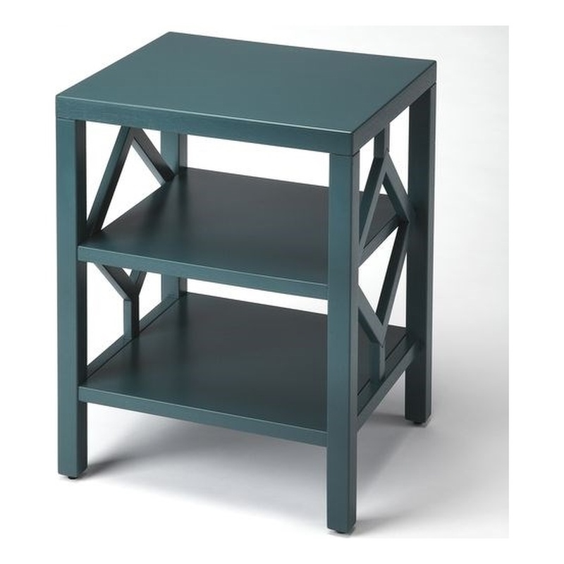 Beaumont Lane Modern / Contemporary Wood End Table in Teal Finish