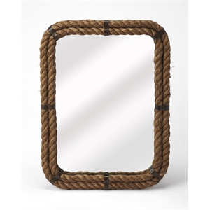 Beaumont Lane Farmhouse Rectangular Rope Wall Mirrored - Brown