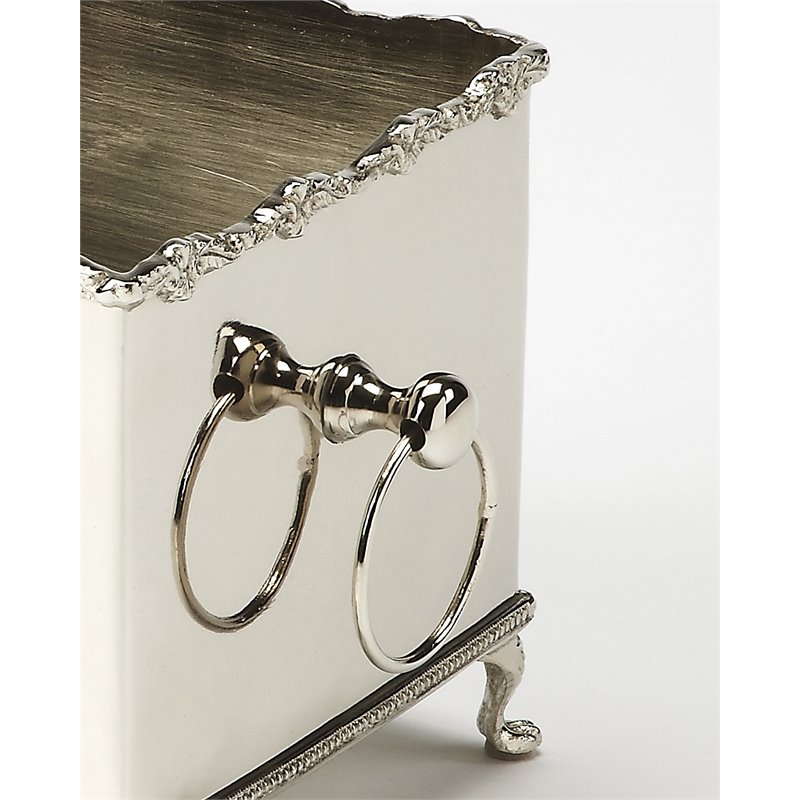 Beaumont Lane Modern Traditional Metal Planter in Silver Finish