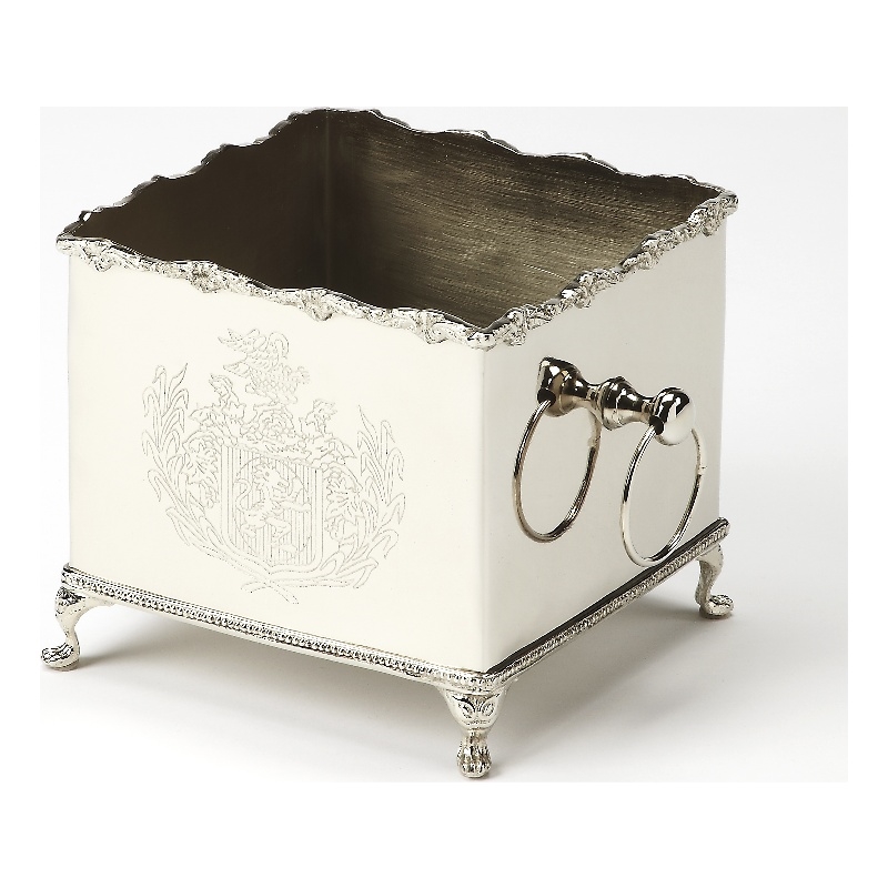 Beaumont Lane Modern Traditional Metal Planter in Silver Finish