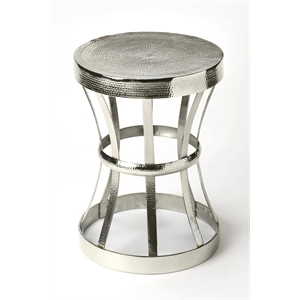Beaumont Lane Metal Contemporary Industrial Chic End Table in Silver
