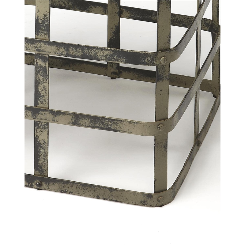 Beaumont Lane Industrial Chic Cast Iron End Table in Brown Finish