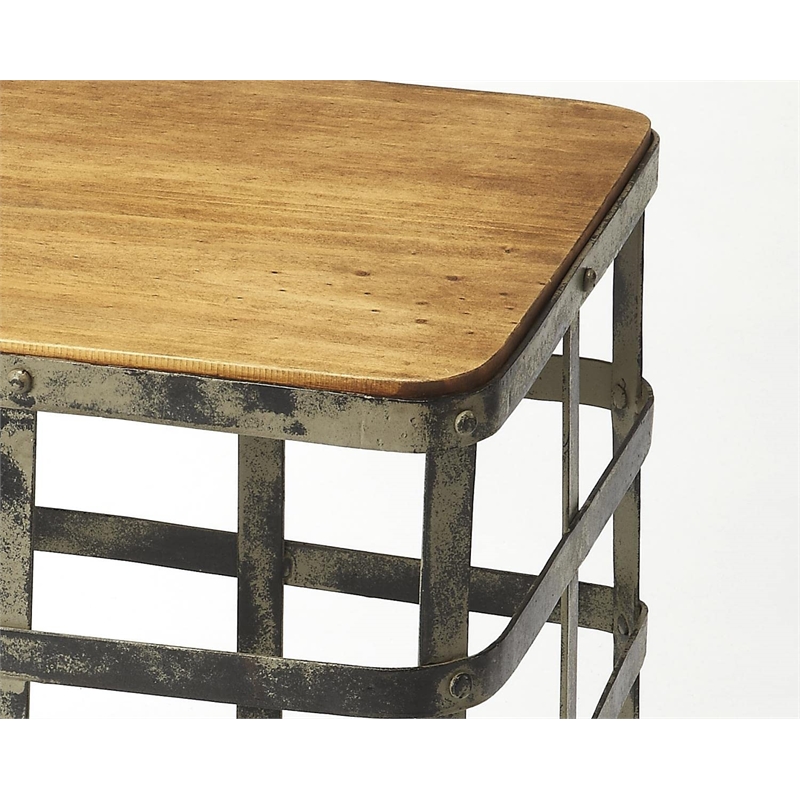 Beaumont Lane Industrial Chic Cast Iron End Table in Brown Finish