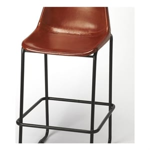 Beaumont Lane Contemporary Leather Bar Stool in Brown Finish