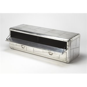 Beaumont Lane Metal Contemporary Entertainment Console in Silver