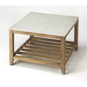 Beaumont Lane Contemporary Marble And Wood Coffee Table in Brown